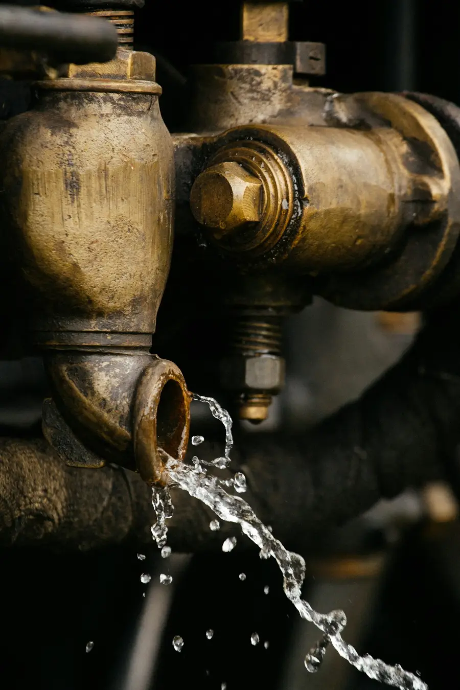 Water dripping from a brass valve
